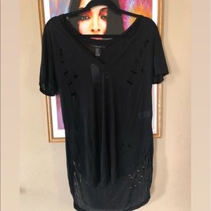 NWT Distressed black shirt from forever 21